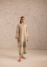 Beige Rosettes Embroidered Set